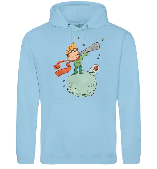 Мужская толстовка (худи) Маленький Принц з підзорною трубою Голубой фото