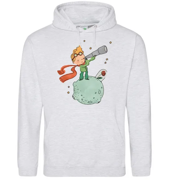 Женская толстовка (худи) Маленький Принц з підзорною трубою Серый меланж фото