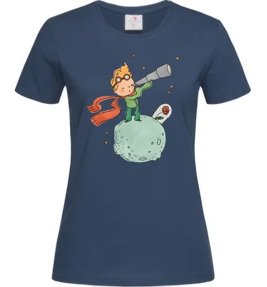 Женская футболка Маленький Принц з підзорною трубою Темно-синий фото