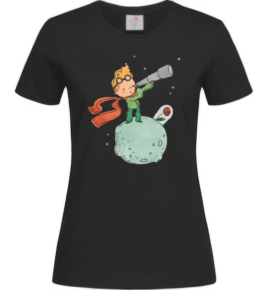 Женская футболка Маленький Принц з підзорною трубою Черный фото