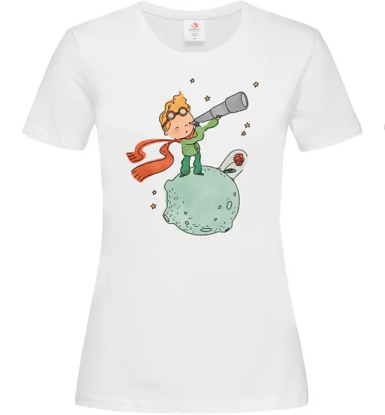 Женская футболка Маленький Принц з підзорною трубою Белый фото