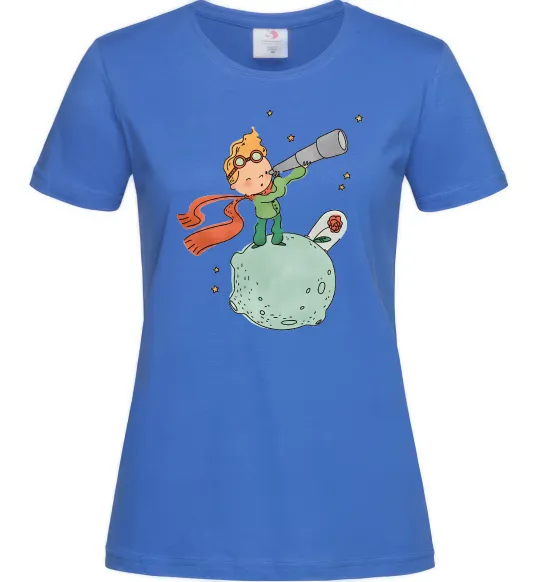 Женская футболка Маленький Принц з підзорною трубою Ярко-синий фото