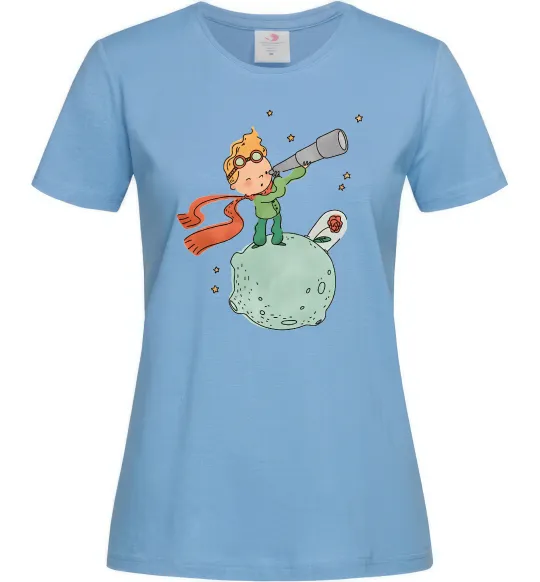 Женская футболка Маленький Принц з підзорною трубою Голубой фото