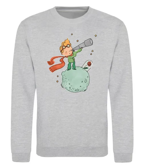 Свитшот Маленький Принц з підзорною трубою Серый меланж фото