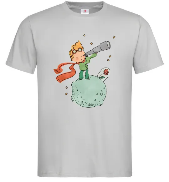 Мужская футболка Маленький Принц з підзорною трубою Серый фото