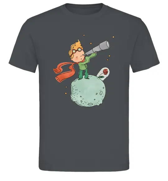 Мужская футболка Маленький Принц з підзорною трубою Графит фото