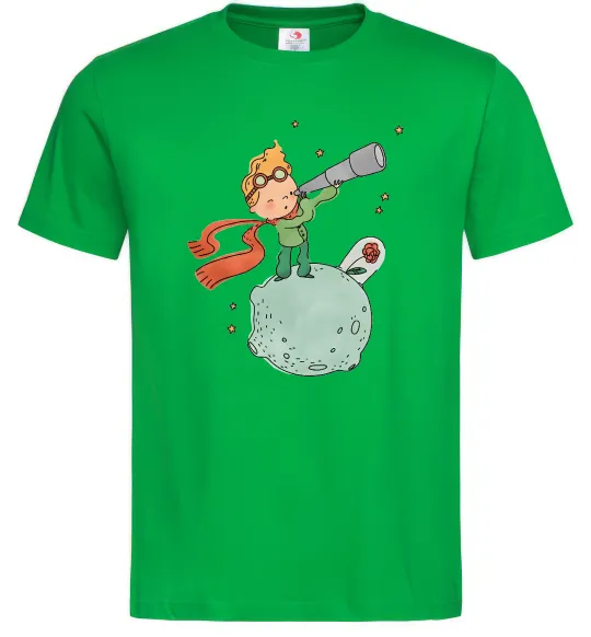 Мужская футболка Маленький Принц з підзорною трубою Зеленый фото