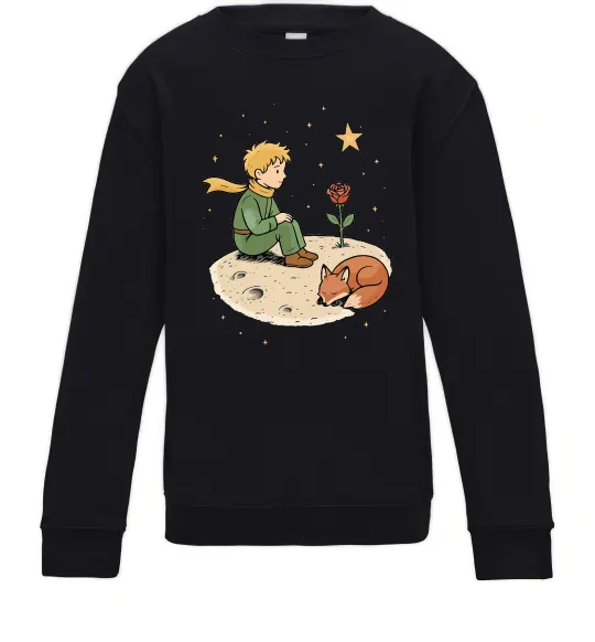 Детский Свитшот Маленький принц на планеті Черный фото