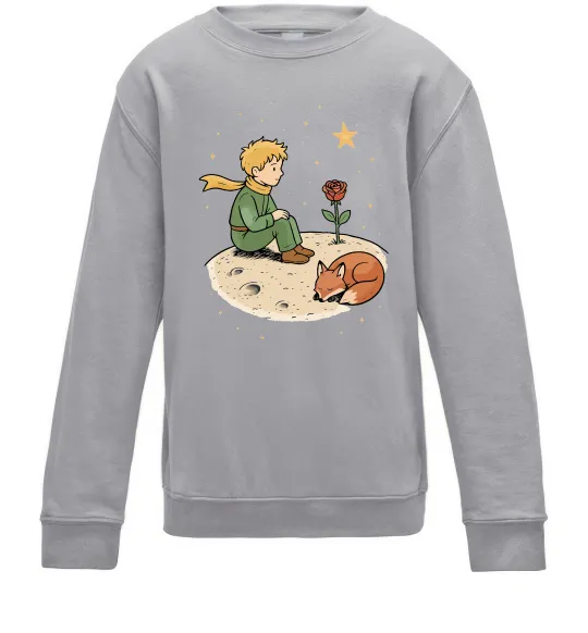 Детский Свитшот Маленький принц на планеті Серый меланж фото