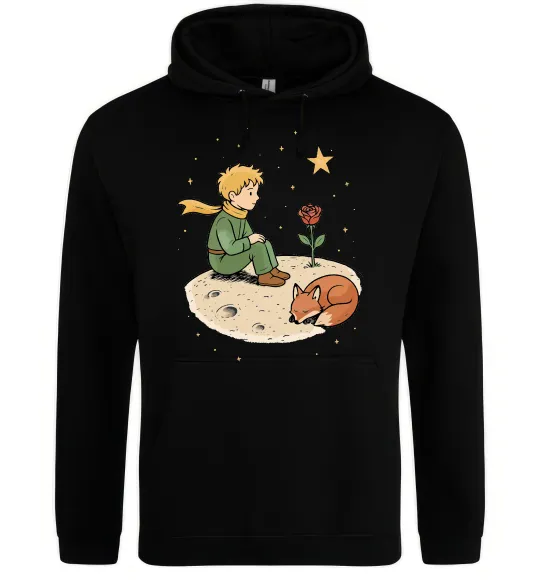 Мужская толстовка (худи) Маленький принц на планеті Черный фото