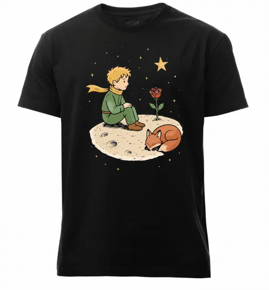 Мужская премиум футболка Маленький принц на планеті Черный фото