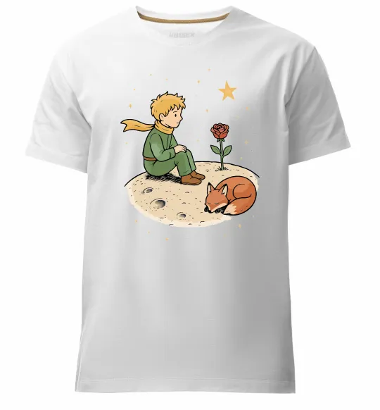 Мужская премиум футболка Маленький принц на планеті Белый фото