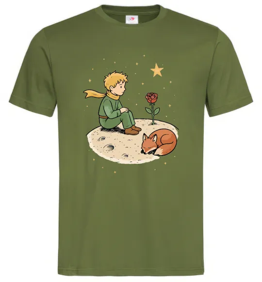 Мужская футболка Маленький принц на планеті Оливковый фото