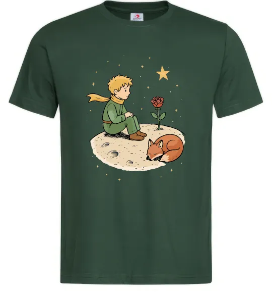 Мужская футболка Маленький принц на планеті Темно-зеленый фото