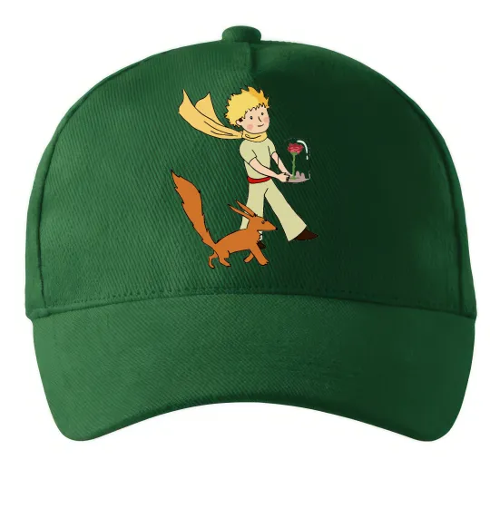 Кепка Маленький принц з лисом та квіткою Темно-зелений фото