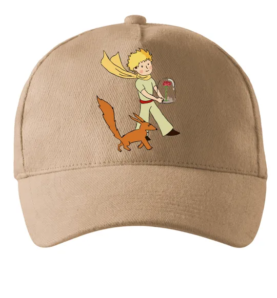 Кепка Маленький принц з лисом та квіткою Пісочний фото