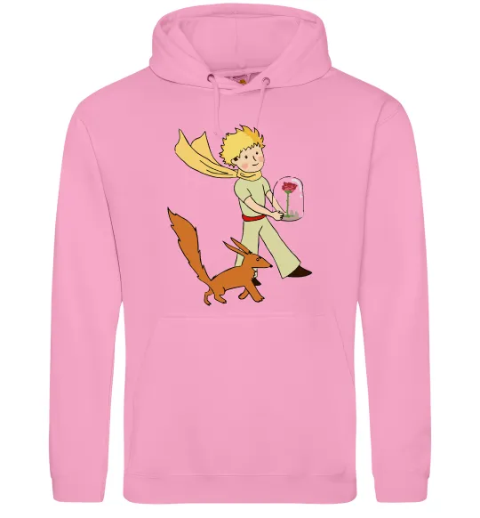 Женская толстовка (худи) Маленький принц з лисом та квіткою Розовый фото