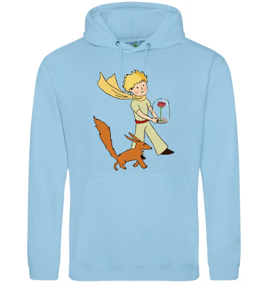 Женская толстовка (худи) Маленький принц з лисом та квіткою Голубой фото