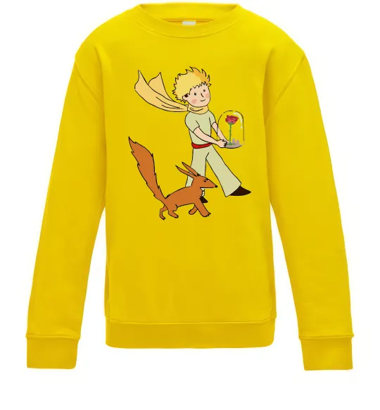 Дитячий світшот Маленький принц з лисом та квіткою Сонячно жовтий фото