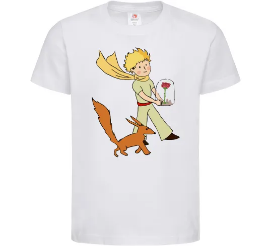 Детская футболка Маленький принц з лисом та квіткою Белый фото