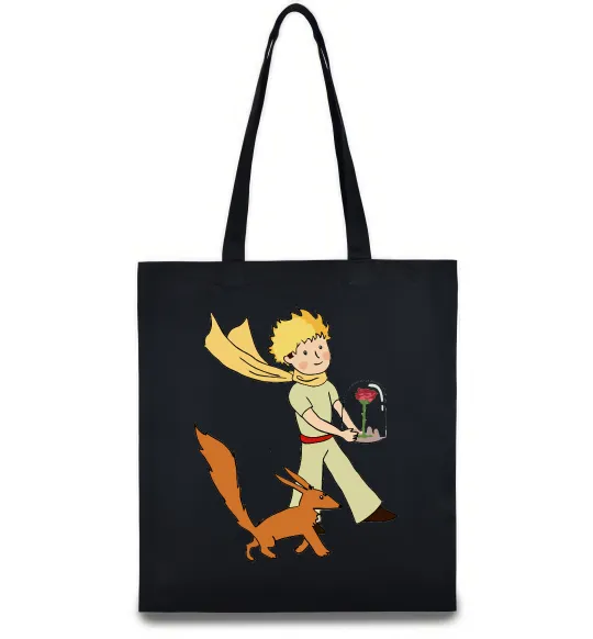 Эко-сумка Маленький принц з лисом та квіткою Черный фото