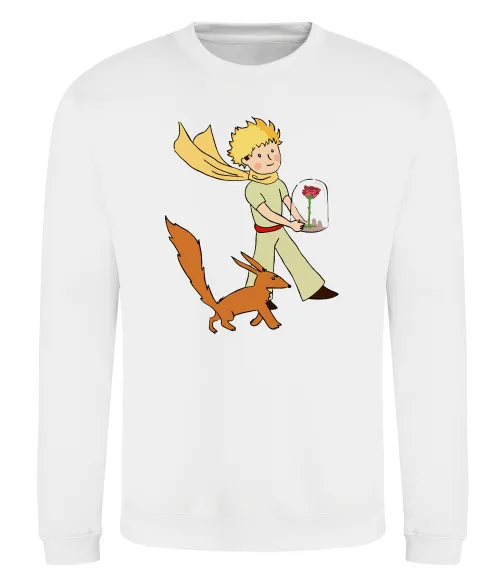 Свитшот Маленький принц з лисом та квіткою Белый фото