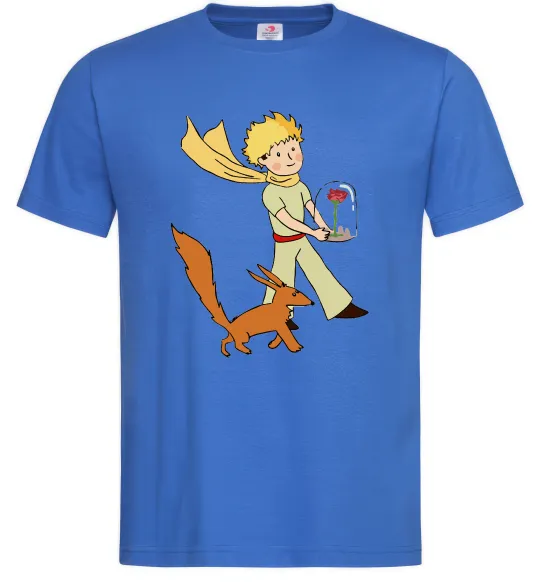 Мужская футболка Маленький принц з лисом та квіткою Ярко-синий фото