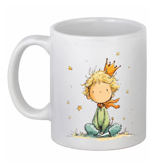 Чашка керамічна Маленький Принц в короні Білий фото