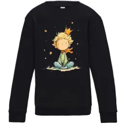 Детский Свитшот Маленький Принц в короні Черный фото