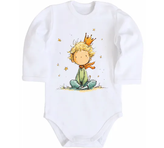 Дитячий бодік Маленький Принц в короні Білий фото