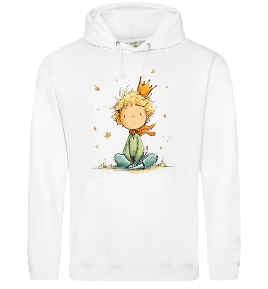 Чоловіча толстовка (худі) Маленький Принц в короні Білий фото