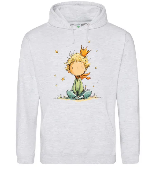 Жіноча толстовка (худі) Маленький Принц в короні Сірий меланж фото