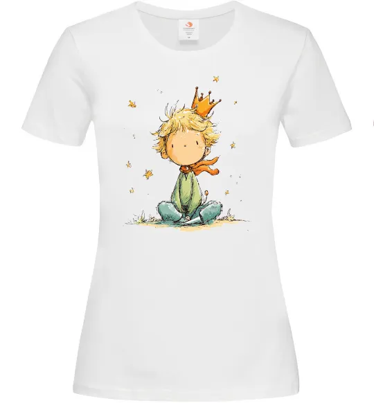 Жіноча футболка Маленький Принц в короні Білий фото