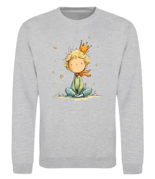 Світшот Маленький Принц в короні Сірий меланж фото