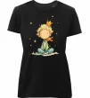 Жіноча преміум футболка Маленький Принц в короні Чорний фото