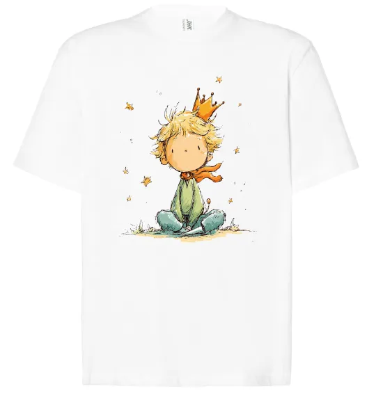 Футболка Оверсайз Маленький Принц в короні Білий фото