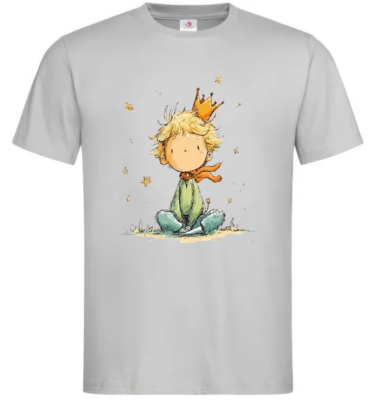Мужская футболка Маленький Принц в короні Серый фото