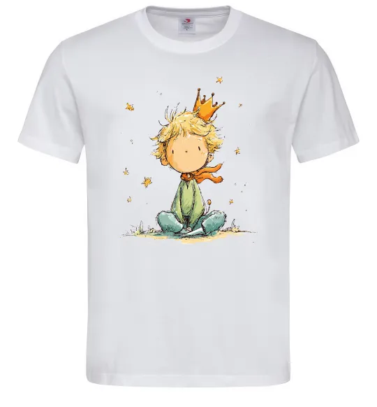 Мужская футболка Маленький Принц в короні Белый фото