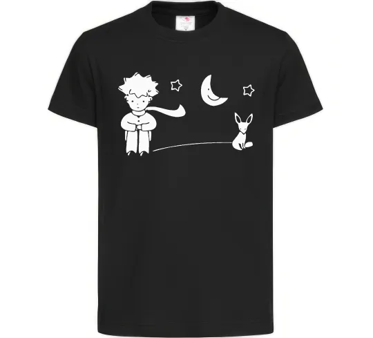 Детская футболка Little Prince and fox Черный фото
