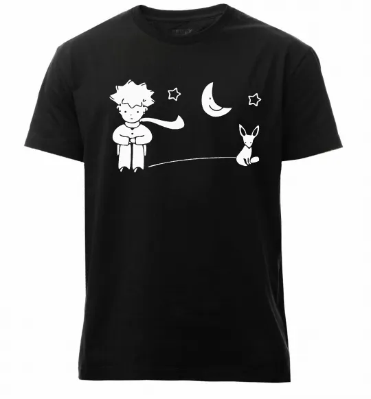 Чоловіча преміум футболка Little Prince and fox Чорний фото