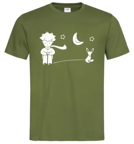 Чоловіча футболка Little Prince and fox Оливковий фото
