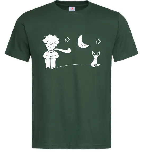 Чоловіча футболка Little Prince and fox Темно-зелений фото