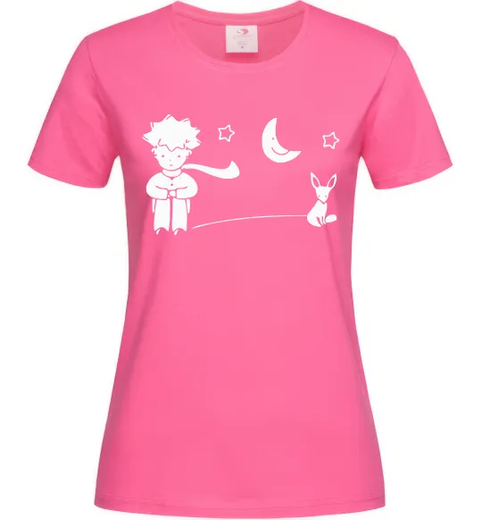 Жіноча футболка Little Prince and fox Яскраво-рожевий фото