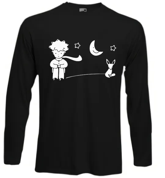 Лонгслів Little Prince and fox Чорний фото