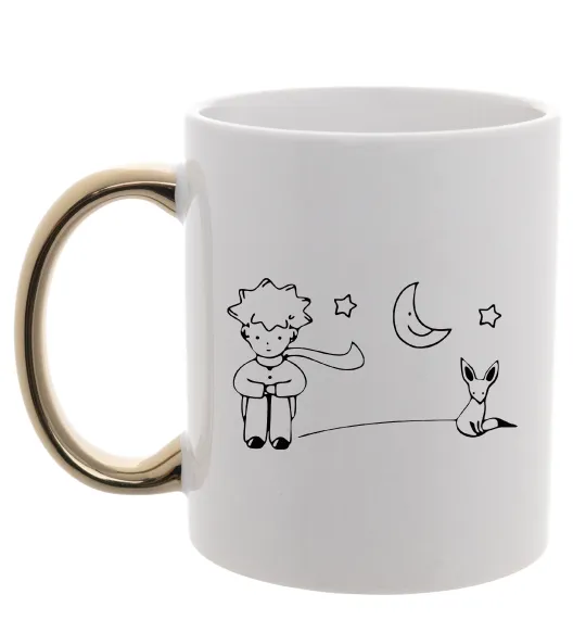 Чашка з кольоровою ручкою Little Prince and fox Золото фото