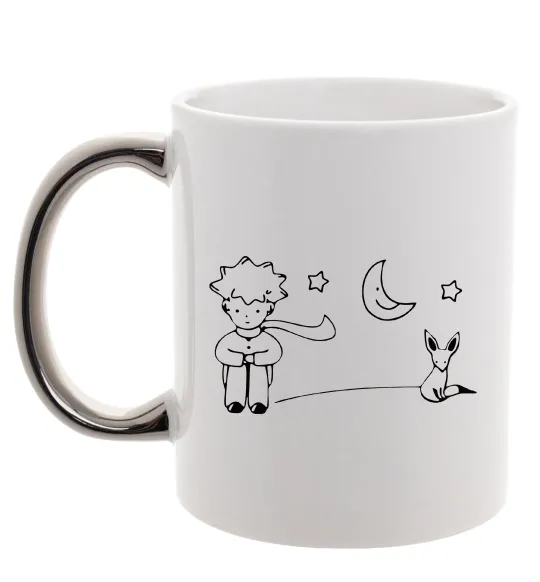 Чашка з кольоровою ручкою Little Prince and fox Срібло фото