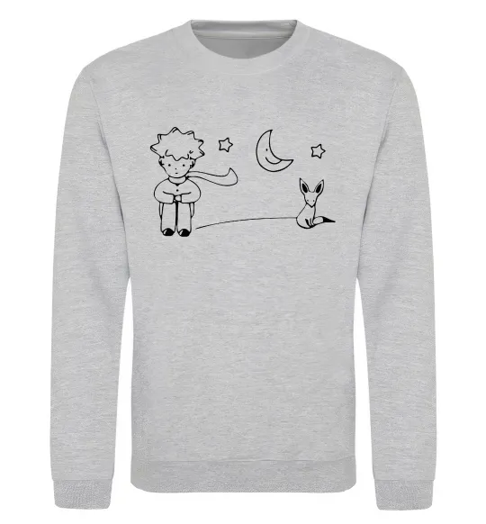 Світшот Little Prince and fox Сірий меланж фото