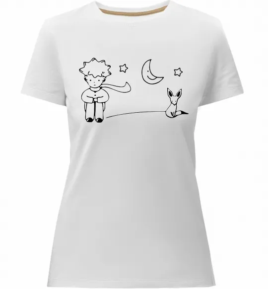 Жіноча преміум футболка Little Prince and fox Білий фото