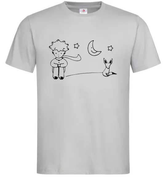 Чоловіча футболка Little Prince and fox Сірий фото