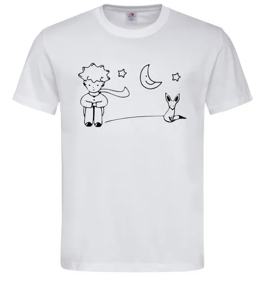 Чоловіча футболка Little Prince and fox Білий фото